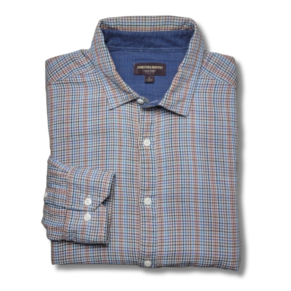 Johnston & Murphy Double-Layer Long-Sleeve Shirt - Multi-Color Plaid